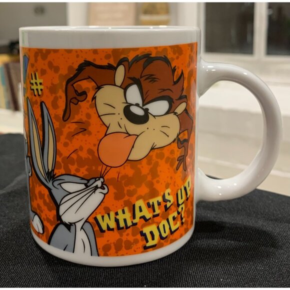 Vintage Looney Tunes Taz & Bugs Bunny "Whats Up Doc?" Ceramic Mug 1998 - Picture 1 of 7
